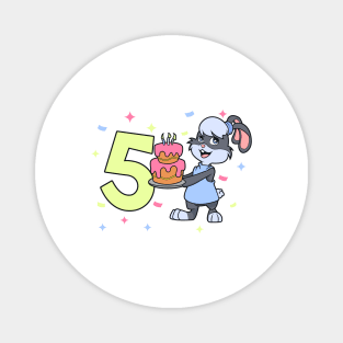 I am 5 with bunny - girl birthday 5 years old Magnet